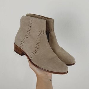 Joie Lucy Embellished Suede Ankle Booties in Taupe Brown Size 7